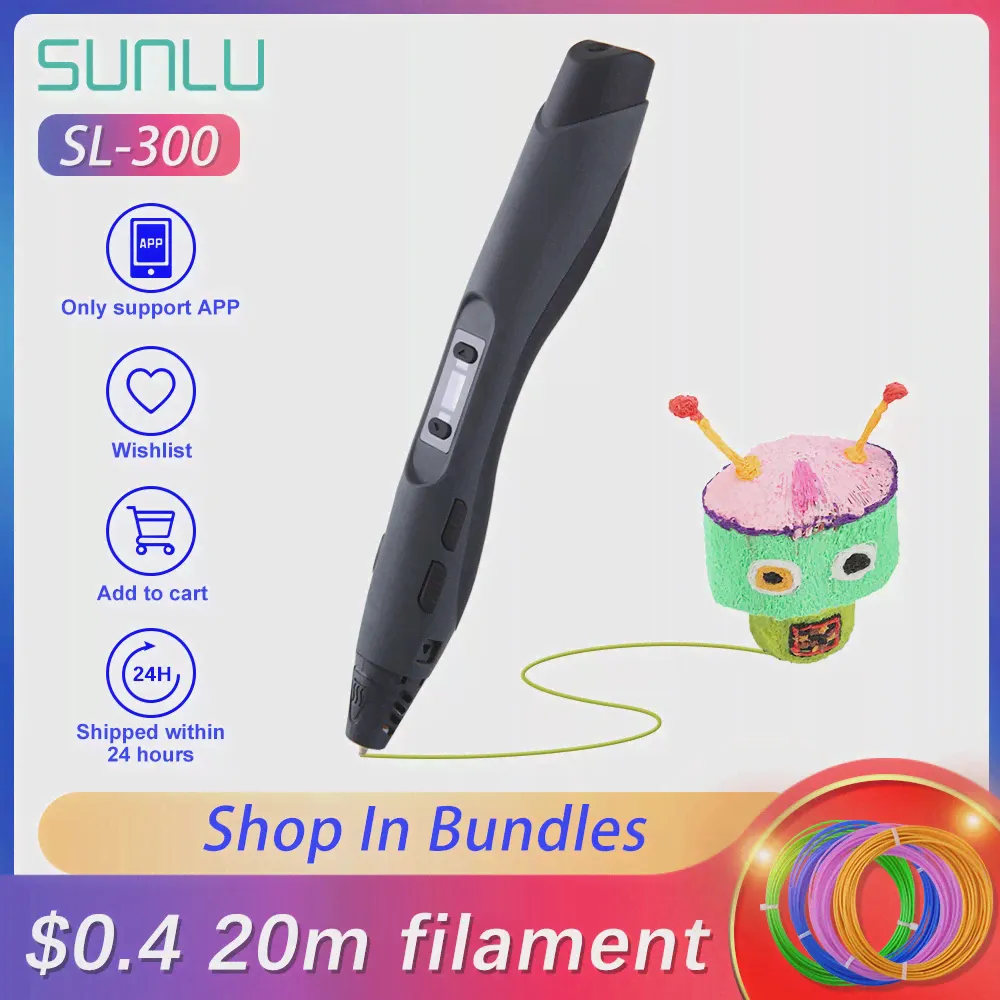 Ручки для 3d-печати SUNLU SL-300 Kalem, 3d-ручка с профессиональной поддержкой, нить из пла-пластика и АБС-пластика 1,75 мм для специальных поделок и пода... (art.: 3a3557798ab)-0
