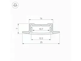 Встраиваемый алюминиевый профиль SL-SLIM-H7-F25-2000 ANOD